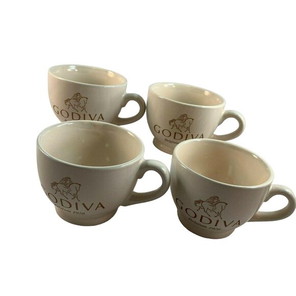 Godiva Chocolate Coffee Mugs Cups Belgium 1926 Lot of 4 Small 9 FL OZ - Picture 1 of 12